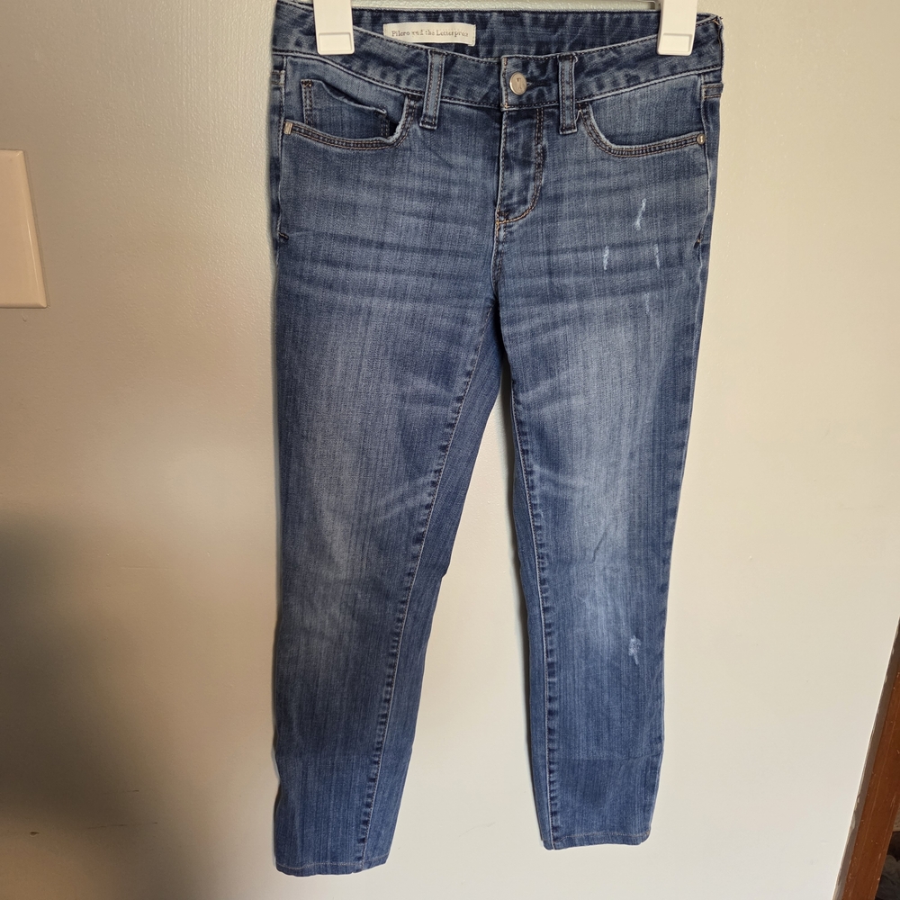 Pilcro and the Letterpress Cropped Ankle Jeans in Medium Blue Wash